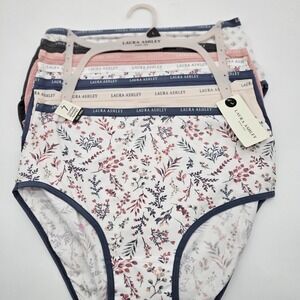 NWT LAURA ASHLEY 7-Pk Women's Size Large Logo Cotton Stretch Panties